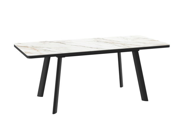 Стол LEON LUX RADIAL-160, раздвижной 160(200)х90, CALAKATTA GOLD ST CER/ЧЕРНЫЙ LEON LUX RADIAL 160